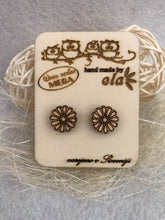 Naložite sliko v pregledovalnik galerije, LESENI UHANI - ROŽICA